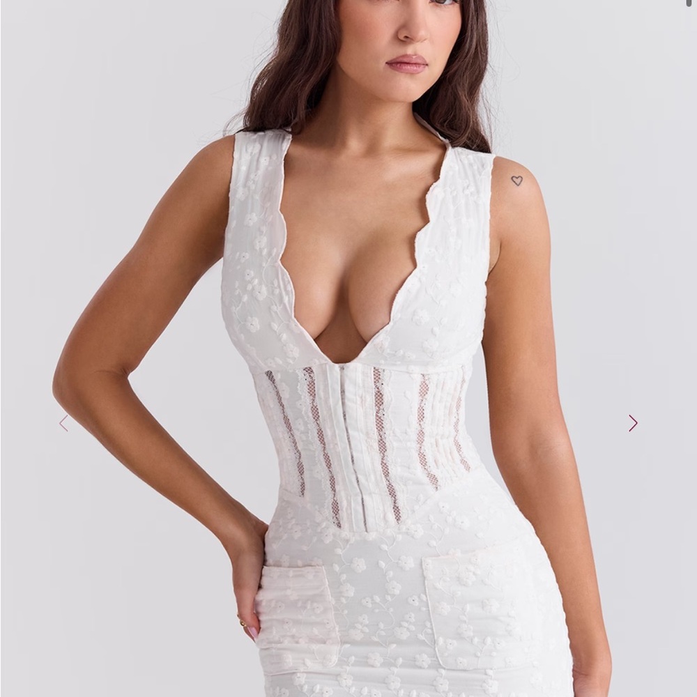 House of CB White Strapless Lace Corset Maxi Dress - Picture 5 of 7